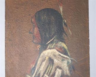 Francis West Orig Oil Ptg Profile of American Indian