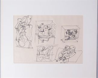 Lothar Fischer Signed Original Ink Drawing 1966