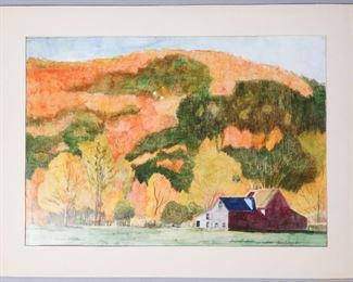 Harry Morningstern Crayon Drawing "October In Vermont"