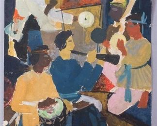 Sumatimohan Signed Gouache Painting of Musicians 1964