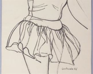Gertruda Gruberova Signed Sketch Ballerina 1946 