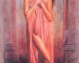 Fine Canvas Print Tomasz Rut Draped Nude in Arch