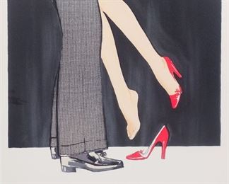Signed Rene Gruau Print Embrace with Red Shoes 210/300