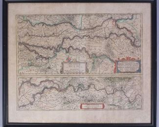 Early 19C Rhine Valley German Hand Colored Map