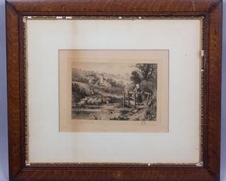 19c Old Master Style Print Illegibly Signed