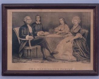 19c Currier Ives George Washington Family Print
