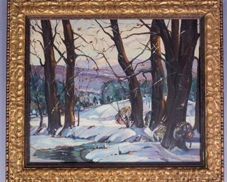 Floyd w. Braumel 1969 Signed Winter Landscape Painting