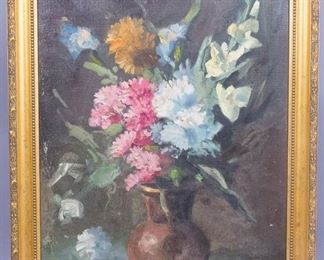 Large floral Arrangement Still Life Painting J Marotte