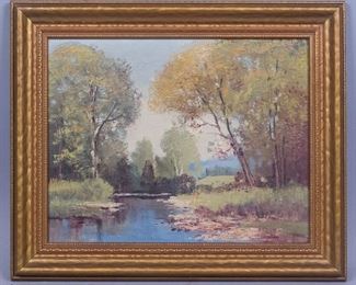 Ernest Fredericks Oil Painting Stream in Landscape