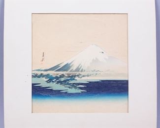 Fine Early 20c Japanese Woodblock Print of Mount Fuji