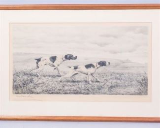 Leon Danchin pointer Hunting Dogs Signed Lithograph