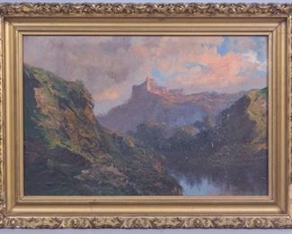 Dramatic John Califano Painting Mountain Scene 