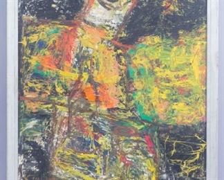 Signed Lillian Adler two Sided Abstract Woman Oil Ptg