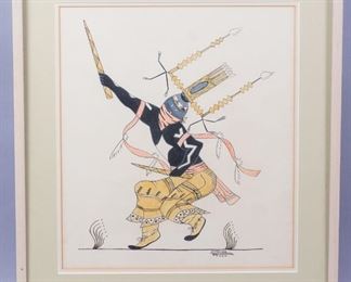 Signed Starr Native American Painting Ritual Dance