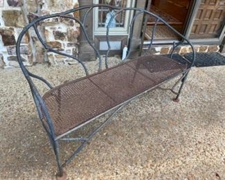 Vintage Faux Bois hand wrought iron outdoor bench.   $1,000