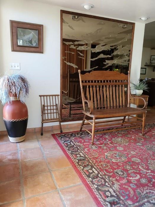ANTIQUE OAK ENTRY BENCH