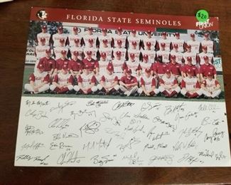 FSU Seminole Baseball Team Photo Signed by All
