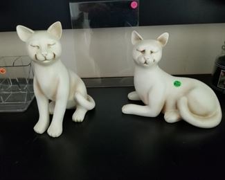 Pair Whimsical Ceramic Cats