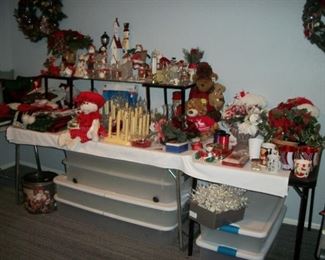 christmas decor, storage containers, some  on wheels