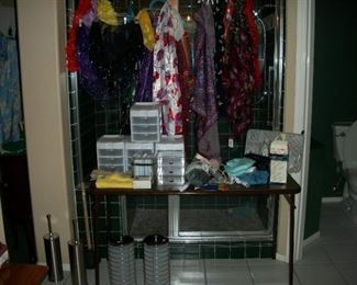 scarves and storage drawers, toilet paper holders, bowl brush containers, scale