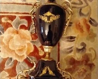 Reverse Side of Blue Sevres Mantle Piece Urn, note gold decorative elements,