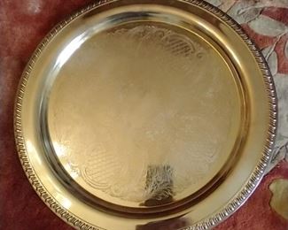 One of Two Silverplate Serving Chargers, or Trays,