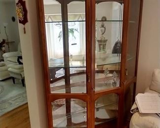 Like New Display Cabinet Case Curio Cabinet, about 6' tall X 5' wide, featuring glass shelves,
