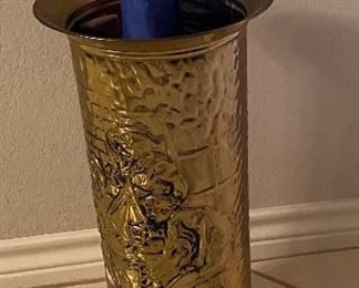 Brass Umbrella Stand & Umbrellas