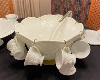 Grape Ivy Milkglass Punch Bowl