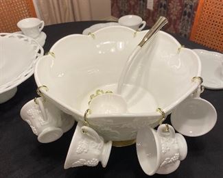 Grape Ivy Milkglass Punch Bowl