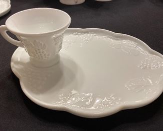 Milkglass Luncheon Plates with Cups