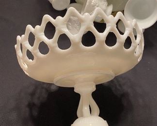 Grape Ivy Milkglass Punch Bowl, Milkglass Fruit Bowl