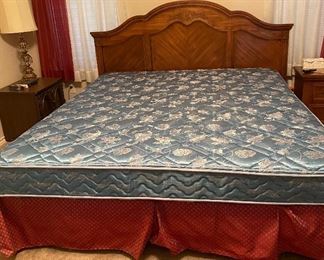 King Size Bed, Bedspread Set Comforter, Skirt, Pillow Shams, Decorative Pillow, Nightstands, Table Lamps