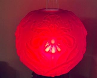 Antique Gone With the Wind Hurricane Red Satin Lamp Fenton