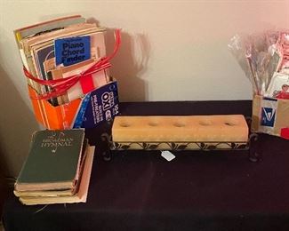 Assorted Sheet Music, Hymnals, Coffee Table Candle, Patterns