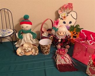 Assorted Stuffed Animals and Christmas Decor'