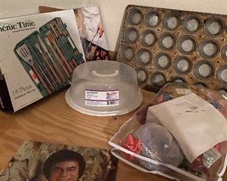 Oversized Muffin Tins Two Dozen, Cake Taker, Picnic Time BBQ Tools