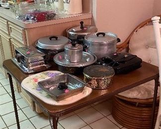 Assorted Pots & Pans, Swivel Rattan/Bamboo Side Chair, Swivel Chair