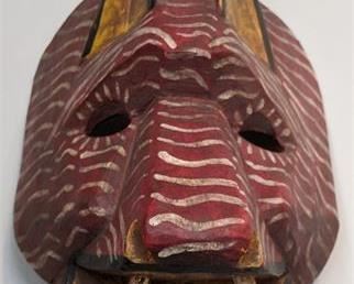 Lot 008
Vintage 9.25" x 7.25" Guatemala Tiger Mask Handpainted Handcarved