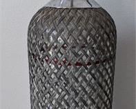 Lot 011-6
Vintage 1930s Large 13.5" Glass Red Line Soda Seltzer Bottle Silver Mesh