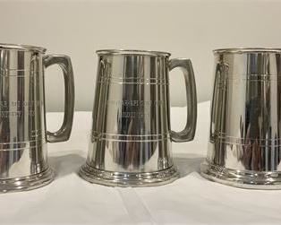 Lot 056-3
Goodyear Tire and Rubber Co.1970s Engraved Pewter Tankards Golf w/Boxes