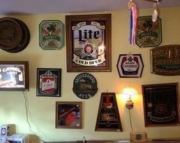 Tons of vintage beer mirrors and signs - Miller Lite, Schmidt, Mickey Malt Liquor, Molson Canadian, Cinci, and more