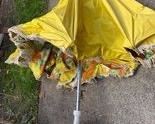 Vintage Mid-Century 7-foot Dia Patio Umbrella -- Yellow with Floral inside, fringe