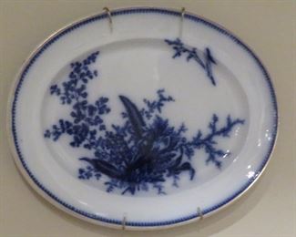 Flow blue platter - Adams "Fern" pattern