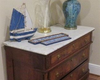 Marble top chest, nautical decor