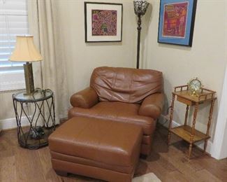 Leather chair and ottoman