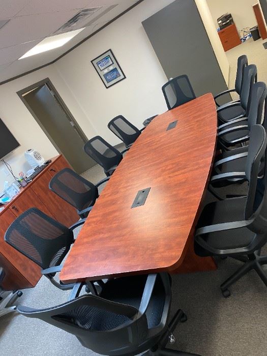 Cherry wood conference table with data port 48x144  H-29inches $350