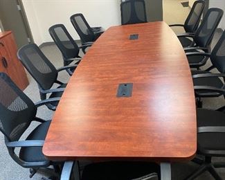 Cherry wood conference table with data port 48x144  H-29inches $350