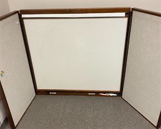 Wall mount-dry erase board/w felt corkboard on both sides 96X48 when opened /48X48 when closed $35