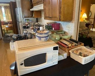 Microwave, recipe books, Frankoma, mixing bowl, pottery